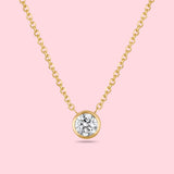 1 Carat Round bezel necklace