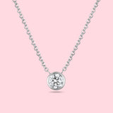 1 Carat Round bezel necklace