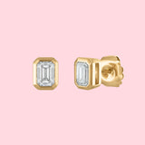 2 TOTAL CARAT WEIGHT EMERALD CUT BEZEL STUDS