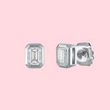 2 TOTAL CARAT WEIGHT EMERALD CUT BEZEL STUDS