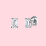 3 TOTAL CARAT WEIGHT EMERALD CUT STUDS